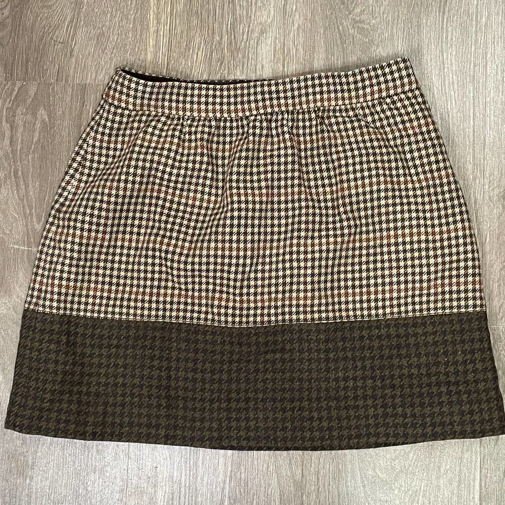 J Crew Factory Houndstooth Wool blend Size 2 Mini Pencil Skirt Academia